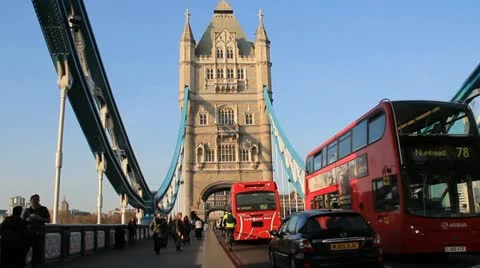 On The Tower Bridge, London Stock Footage