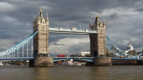 The Tower Bridge in London Stock Footage 95935006