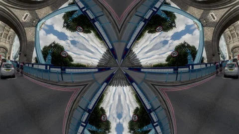 Tower bridge in london made into mirrored abstract pattern Stock Footage 322061513