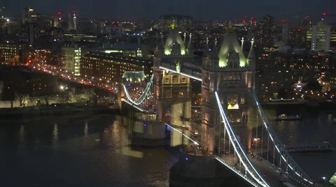 Tower Bridge London at Night Stock Footage 57418892
