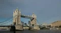 Tower Bridge in London Skyline, England, Thames River, Boat, Ship, Busy City HD Footage