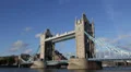 Tower Bridge London Skyline England Thames River Double Decker Bus Commuters Day HD Footage