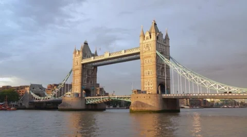 Tower bridge in London in the sunset light in London Stock Footage 64207165