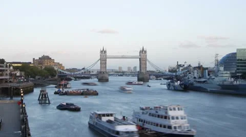 Tower Bridge with Moon Stock Footage 8900577
