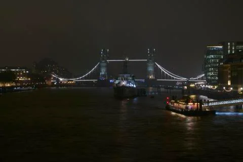 Tower bridge in the night alone Stock Photos