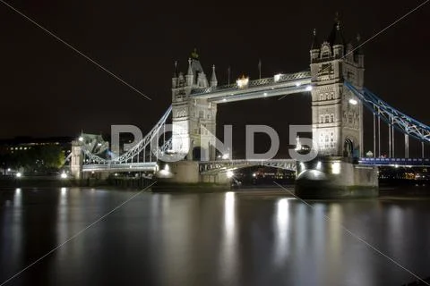 Tower Bridge at Night Close up Stock Photos