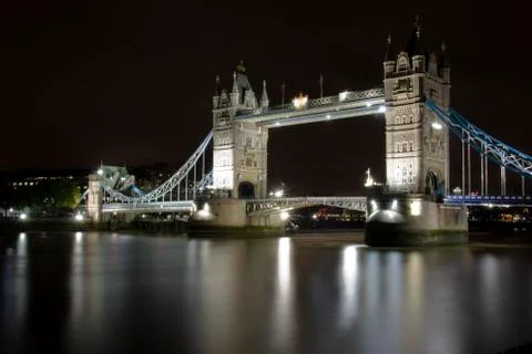 Tower Bridge at Night Close up Stock Photos