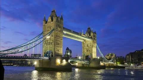 Tower Bridge at night Stock Footage