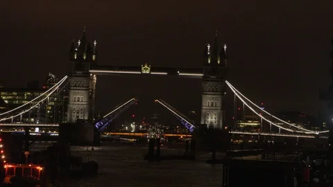 Tower Bridge at night Stock Footage 102006375