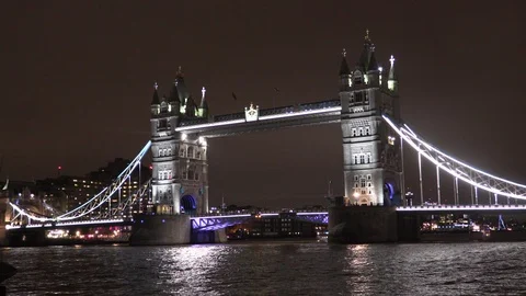 Tower Bridge at night Stock Footage 102009398