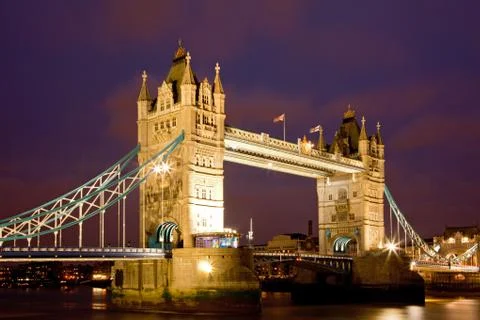 Tower bridge night Stock Photos