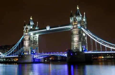 Tower Bridge at Night Stock Photos