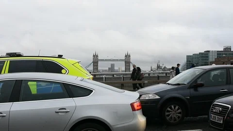 Tower Bridge is an old combined bascule and suspension bridge Video stock 99406816