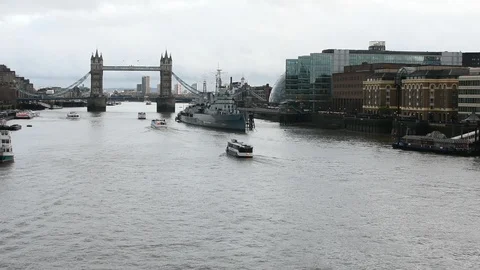 Tower Bridge is an old combined bascule and suspension bridge Video stock 99406893