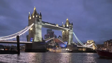 Tower Bridge open for boat Stock Footage 272836899