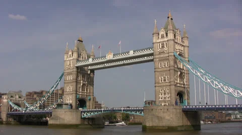 Tower Bridge on the River Thames with blue sky Stock Footage 26186226