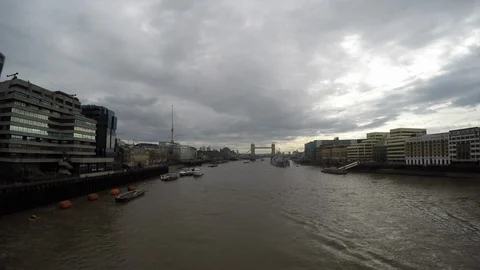 Tower Bridge &amp; River Thames Stock Footage 91114114