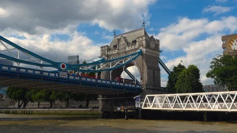 The Tower Bridge seen from a river cruise Stock Footage 95934590
