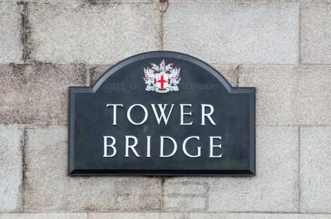 Tower bridge sign Stock Photos