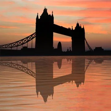 Tower bridge at sunset Stock Illustration