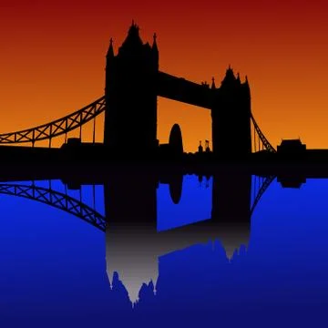 Tower bridge at sunset Stock Illustration