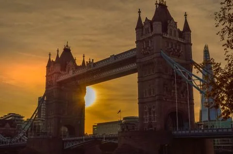 The Tower Bridge sunset Stock Photos