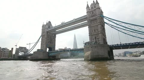 Tower Bridge from the Thames North Side Video stock 11128781