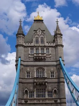 Tower Bridge Tower Against a Blue Sky Stock Photos