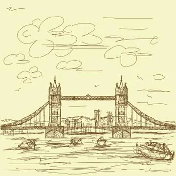 Tower bridge vintage Stock Illustration