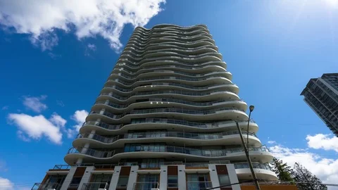 Tower building with modern architecture timelapse Stock Footage 75727926