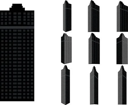 Tower building vector set. Collection of city and landscape. Stock Illustration
