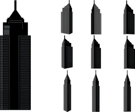 Tower building vector set. Collection of city and landscape. Stock Illustration