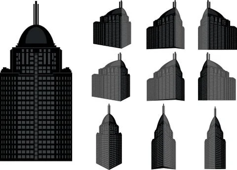 Tower building vector set. Collection of city and landscape. Stock Illustration