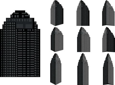 Tower building vector set. Collection of city and landscape. Stock Illustration