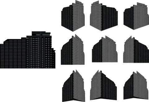 Tower building vector set. Collection of city and landscape. Stock Illustration