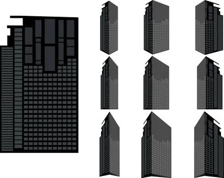 Tower building vector set. Collection of city and landscape. Stock Illustration