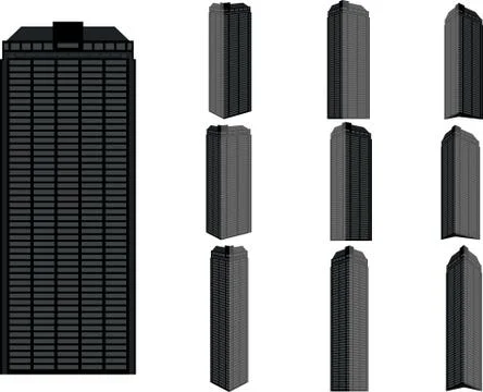 Tower building vector set. Collection of city and landscape. Stock Illustration