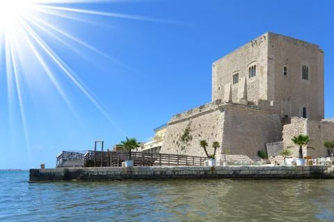 Tower of Cabrera: military fortress which has become the symbol of Pozzallo Stock Photos