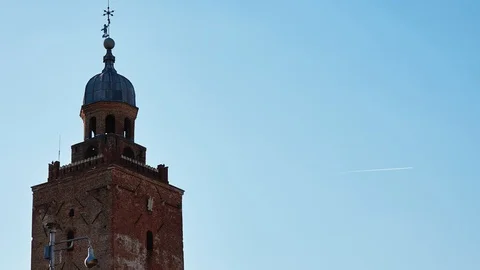 Tower in Castle of Castelfranco Veneto, comune of Veneto, northern Italy, in  Stock Footage 129435491