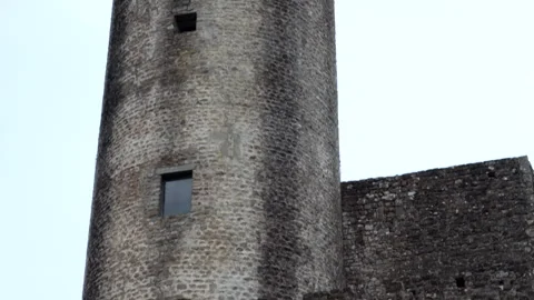 The tower of the Castle of Malgrate, a medieval fortification in Malgrate. Video stock 243025191