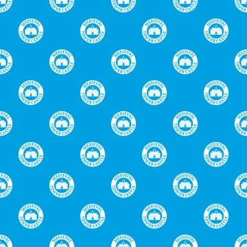 Tower castle pattern vector seamless blue Stock Illustration