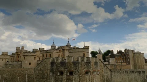Tower Castle at the River Thames in London England Stock Footage
