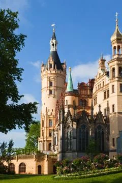 Tower of the castle of Schwerin Stock Photos