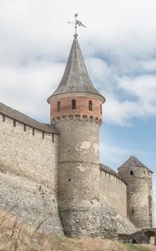 Tower in the castle wall. Stock Photos