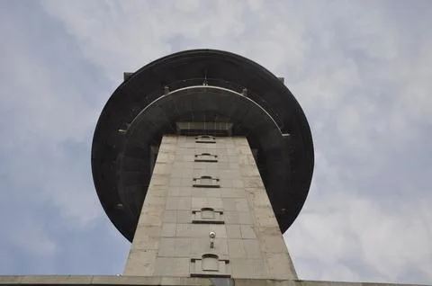The tower of the Central Java Grand Mosque from below. Stock Photos