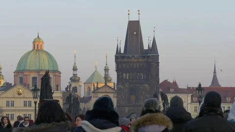 Tower of Charles Bridge Stock Footage 74784881