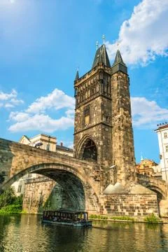 Tower of Charles Bridge Stock Photos