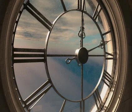 Tower Clock And Empty Chair Stock Illustration