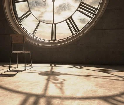 Tower Clock And Empty Chair Stockillustratie