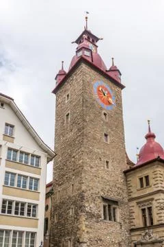 Tower Clock. Architectural Elements of Historical buildings in the center of  Stock Photos